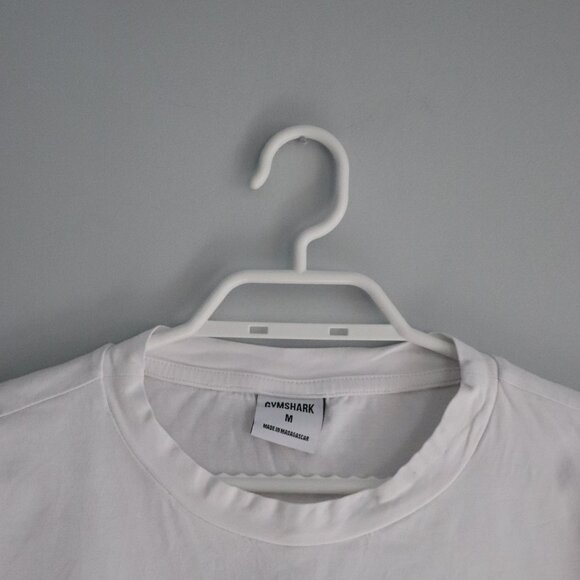 Gymshark White Cropped Med Embroidered Graphic Casual Crew Neck Pullover T-Shirt - Picture 4 of 9